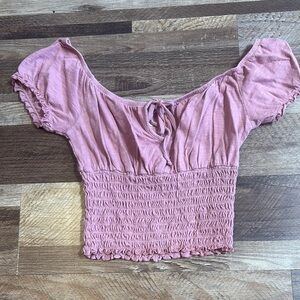 Pink Off-Shoulder Smocked Top
